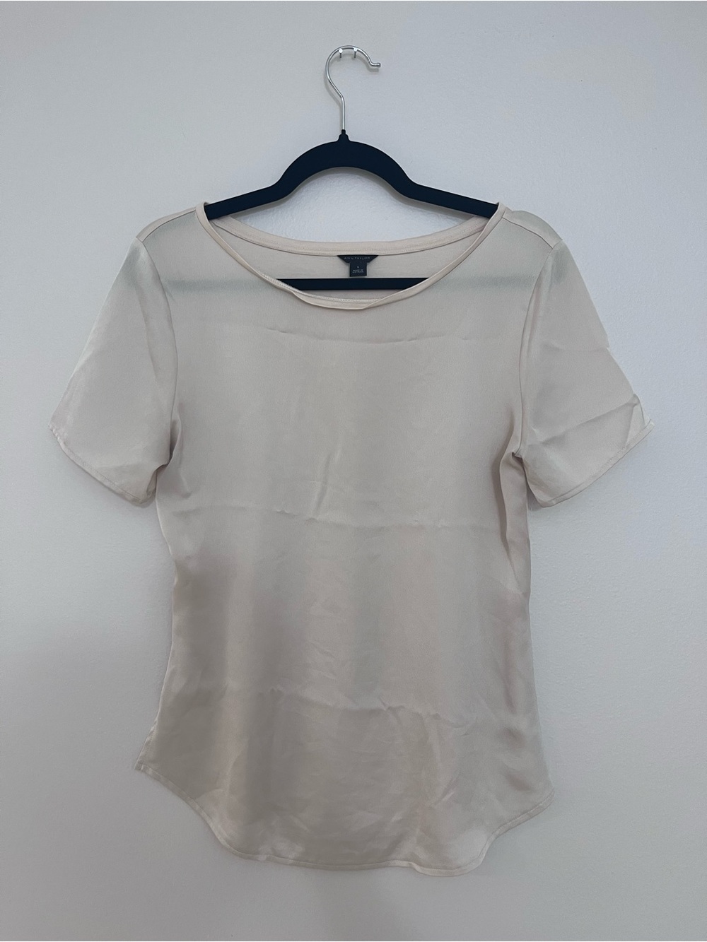Ann Taylor Light Satin Short-Sleeve Blouse